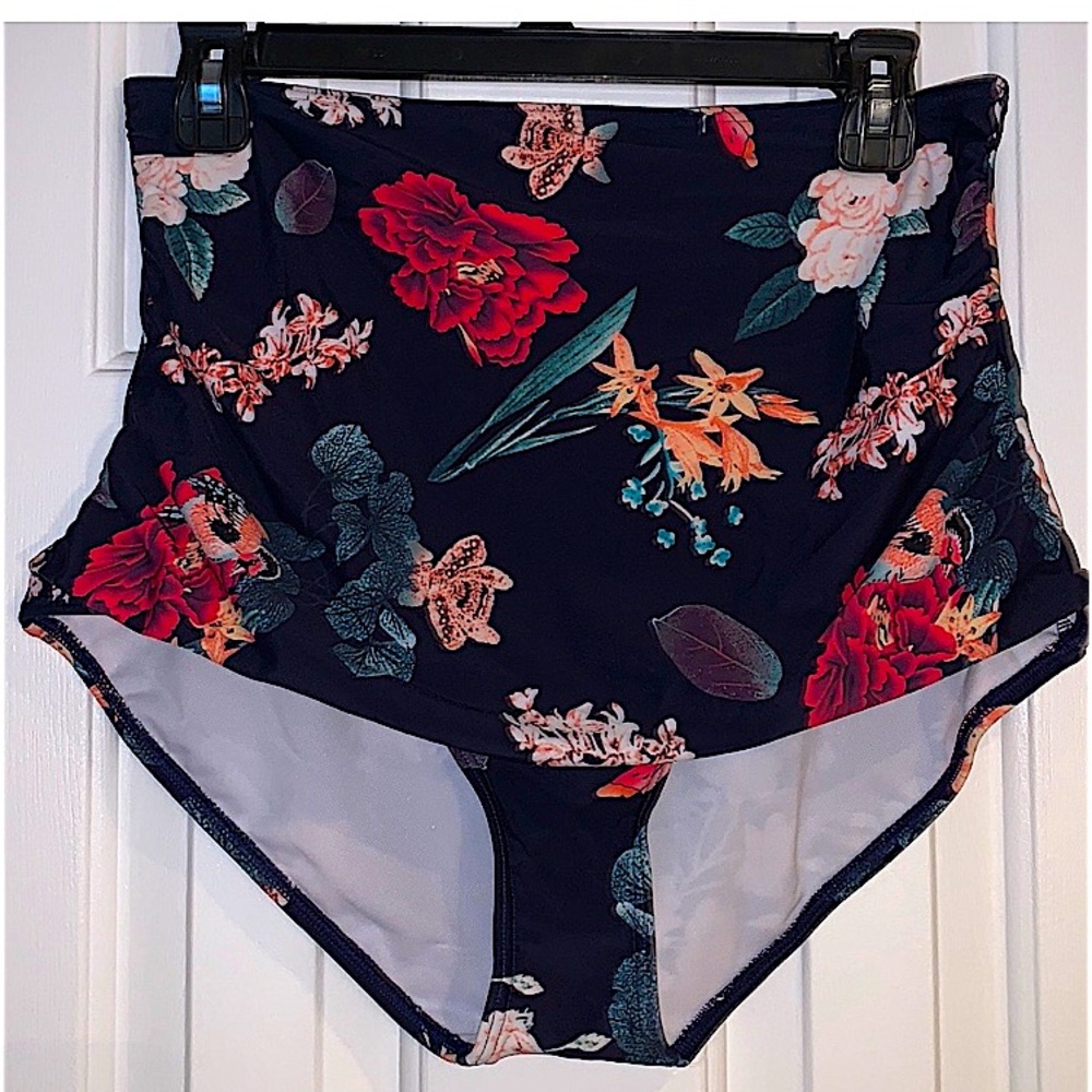 Cocoship high waisted floral swim/bathing suit bottoms, size 12